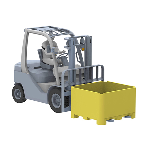Industrial bin handling systems designed for efficient lifting, transporting, and emptying of bins, ensuring streamlined operations in industrial and food processing environments.