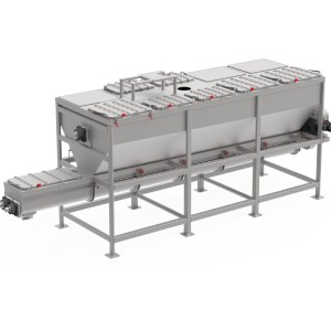 Surge and metering system designed for food and bulk material handling, ensuring consistent material flow and precise control for efficient processing.