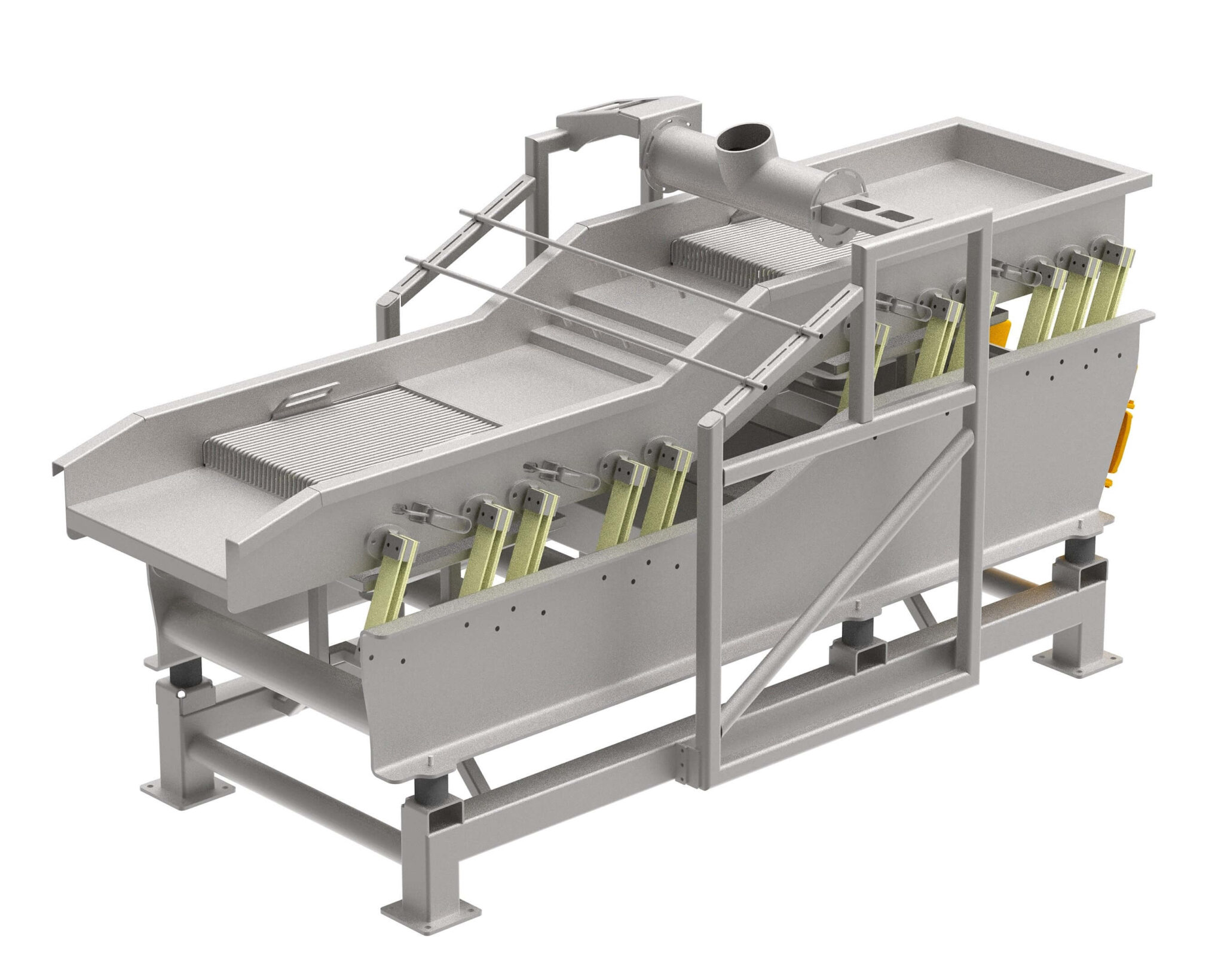 GWI's de-water rinsing system efficiently removing excess water from food products.
