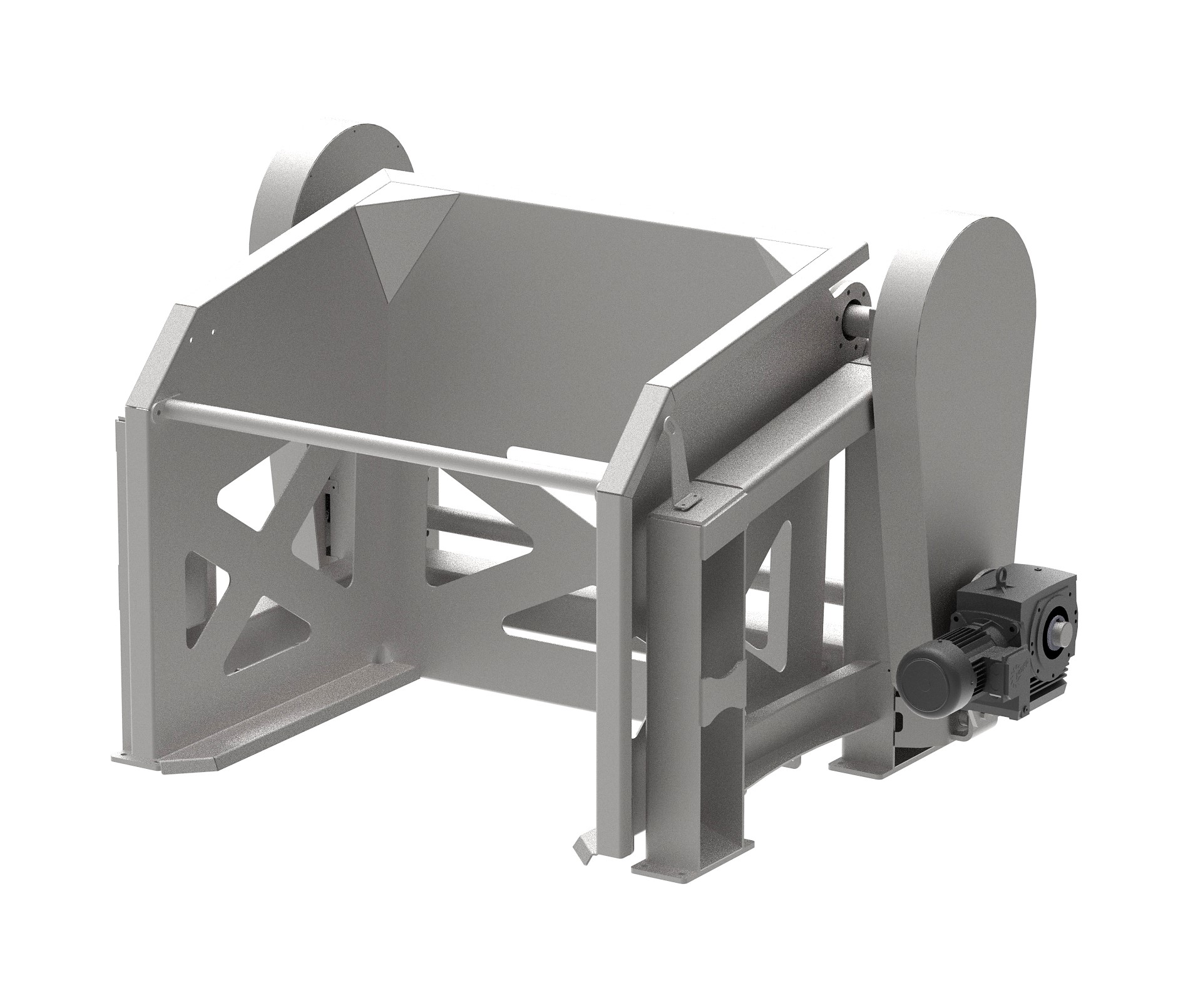 Floor-level load bin dumper system designed for efficient bulk material handling in industrial and food processing environments.