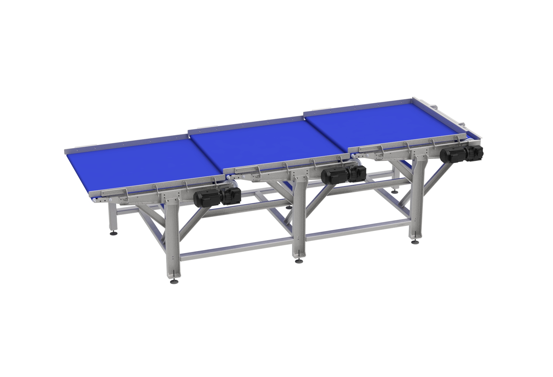 Acceleration conveyor for smooth product speed transition in food processing lines