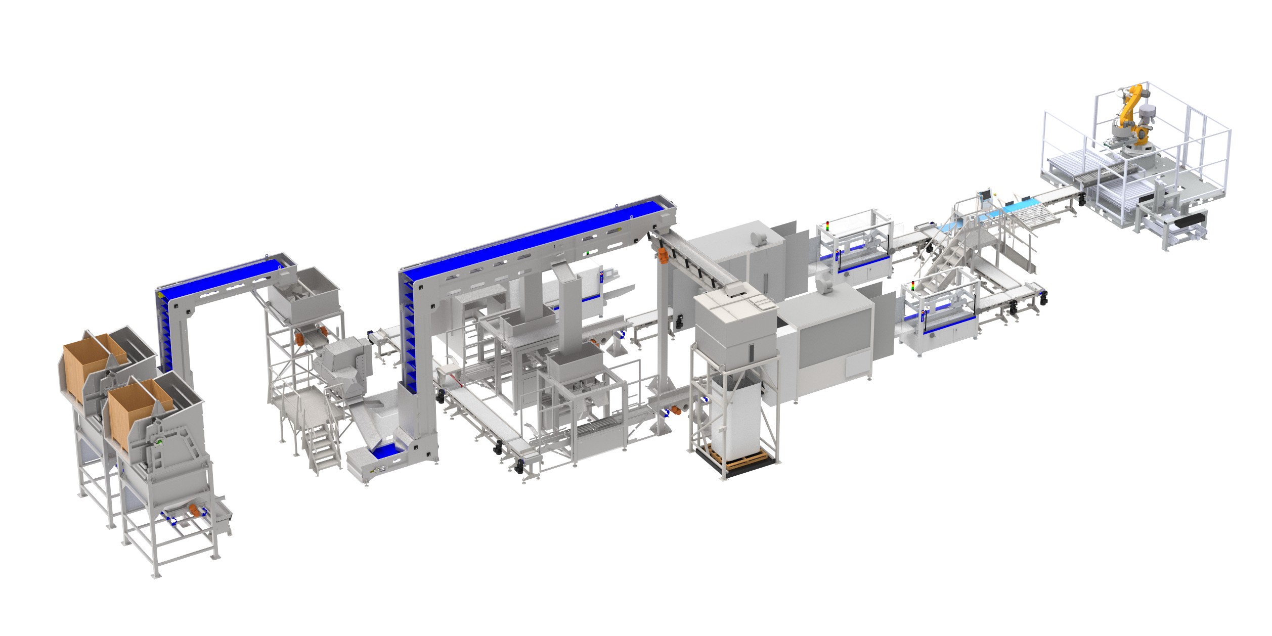 Dual-Case Fill-and-Pack System for automated case erecting, filling, closing, and palletizing